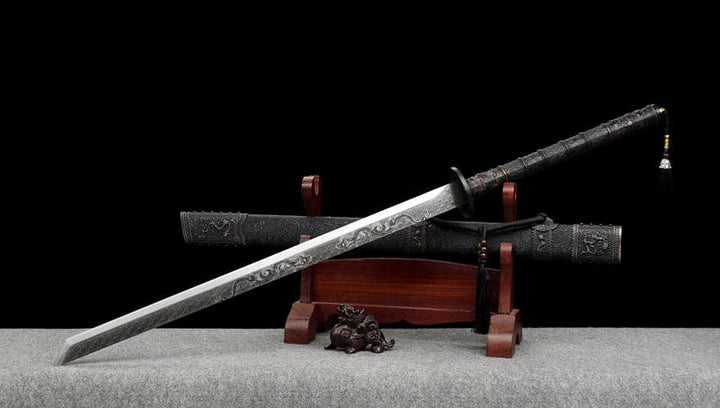 boxkatana Handmade Gnarled Dragon High Manganese Steel Carve flowers Chinese Sword