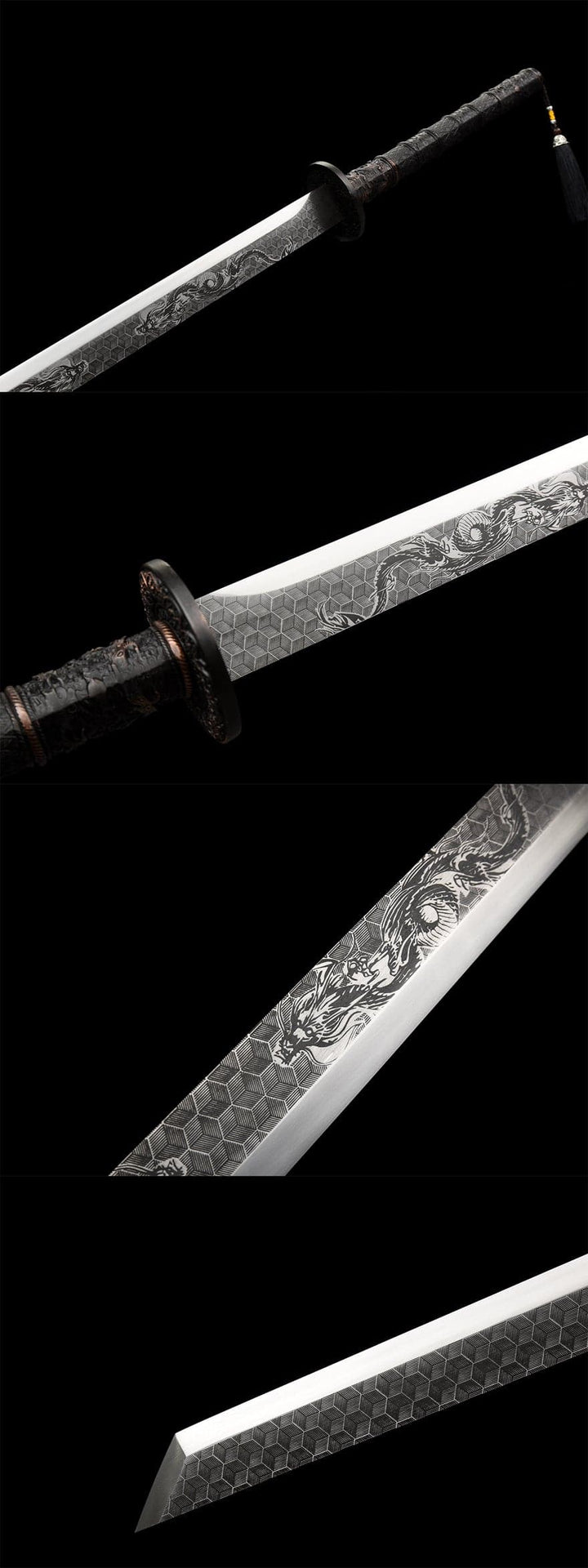 boxkatana Handmade Gnarled Dragon High Manganese Steel Carve flowers Chinese Sword