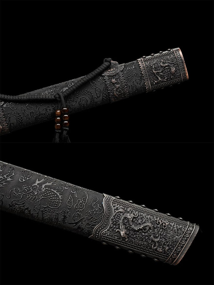 boxkatana Handmade Gnarled Dragon High Manganese Steel Carve flowers Chinese Sword