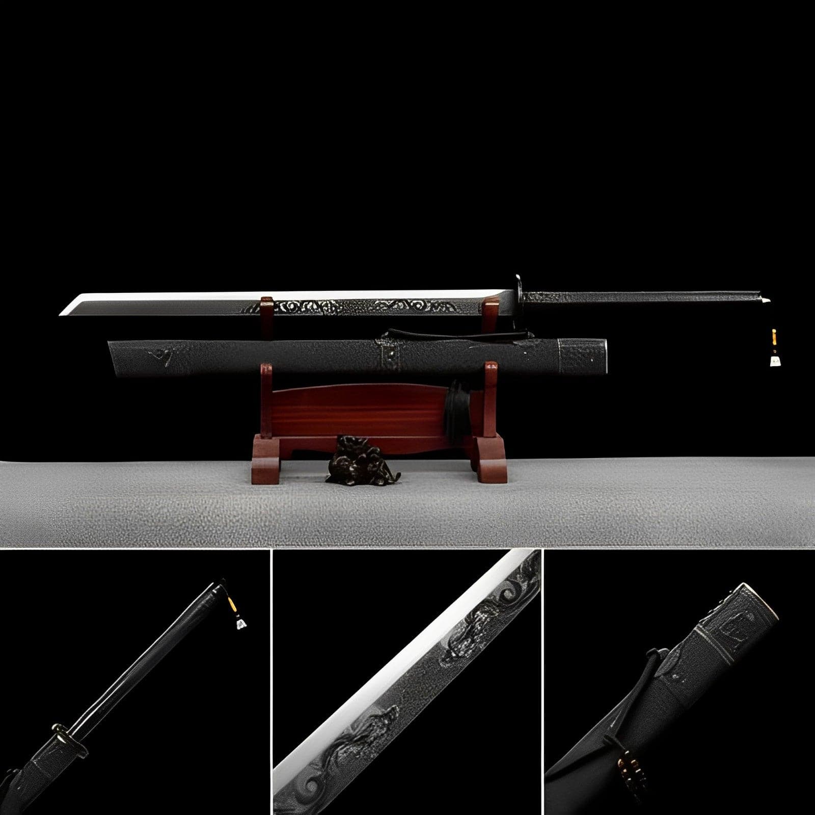 boxkatana Handmade Gnarled Dragon High Manganese Steel Carve flowers Chinese Sword