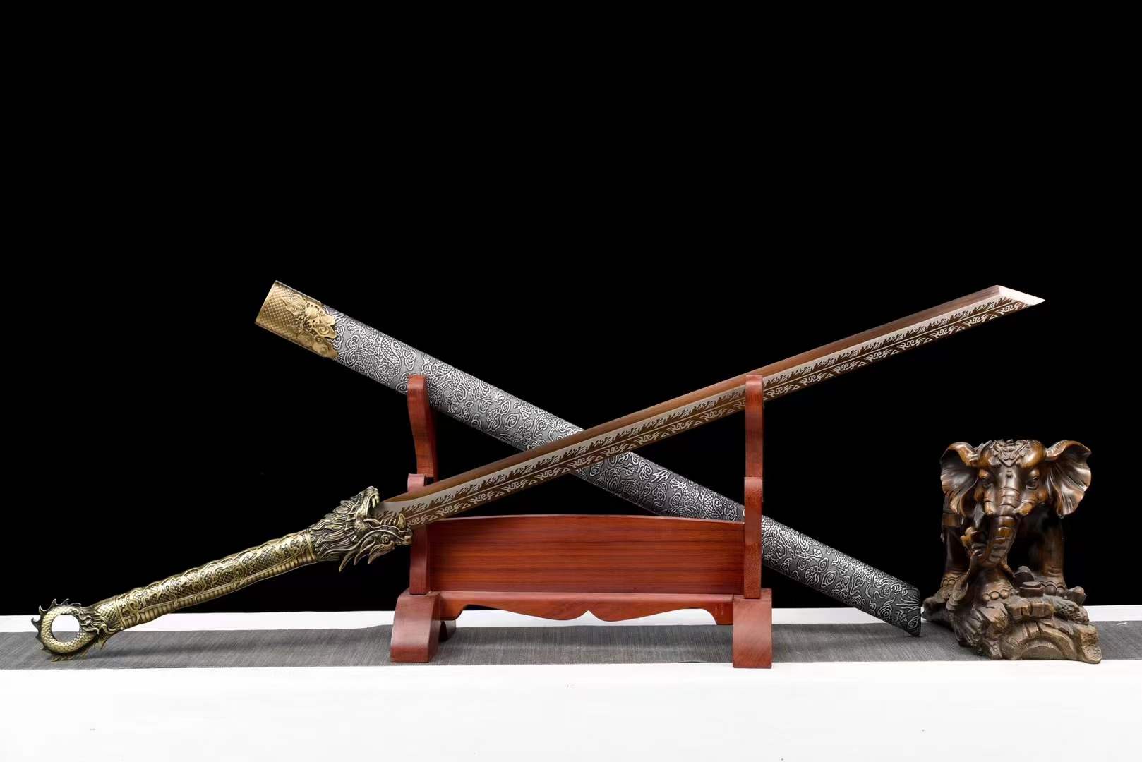 boxkatana Handmade Golden Dragon Chinese Sword With Golden Blade