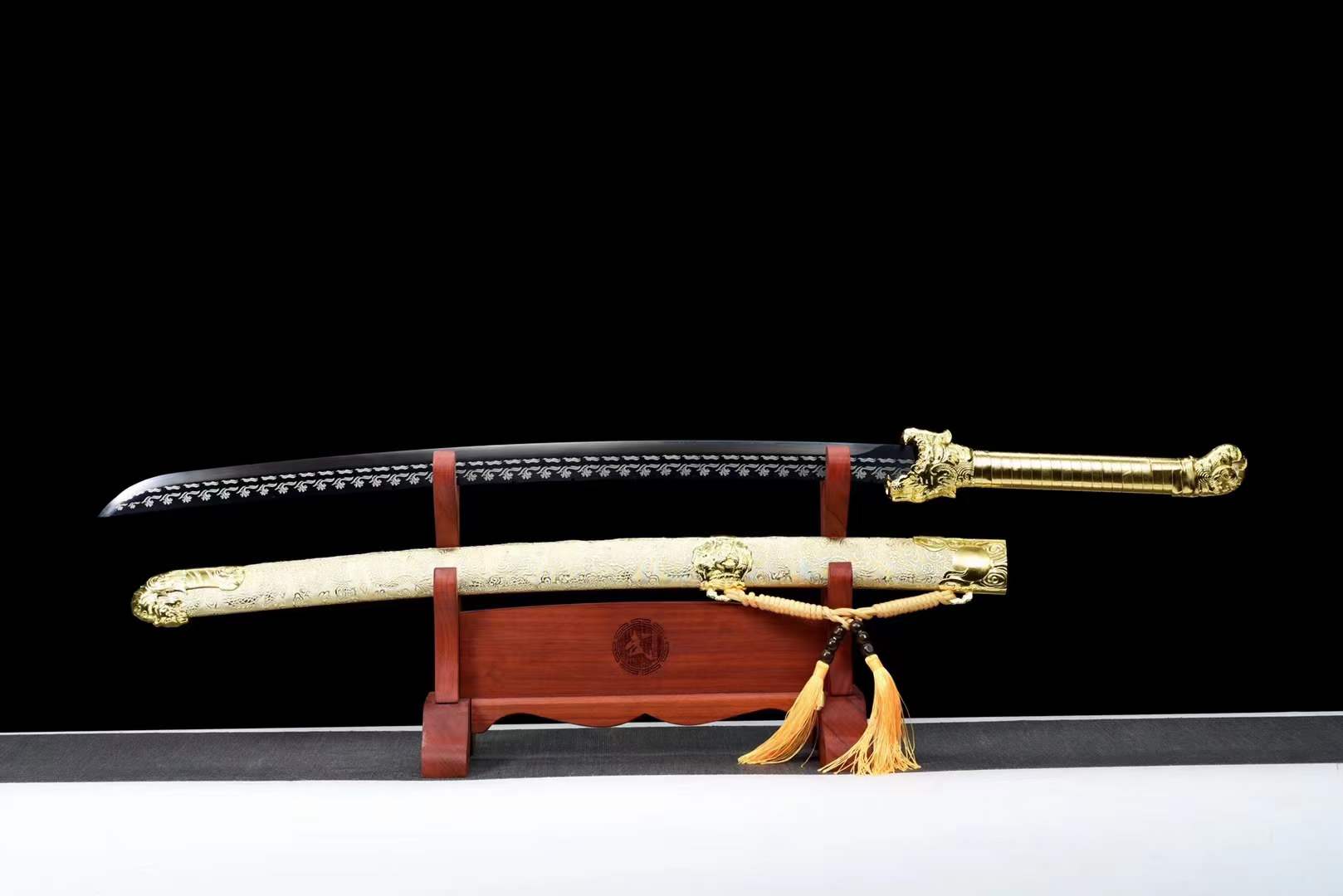 boxkatana Handmade Golden Tiger Chop Chinese Sword With Golden