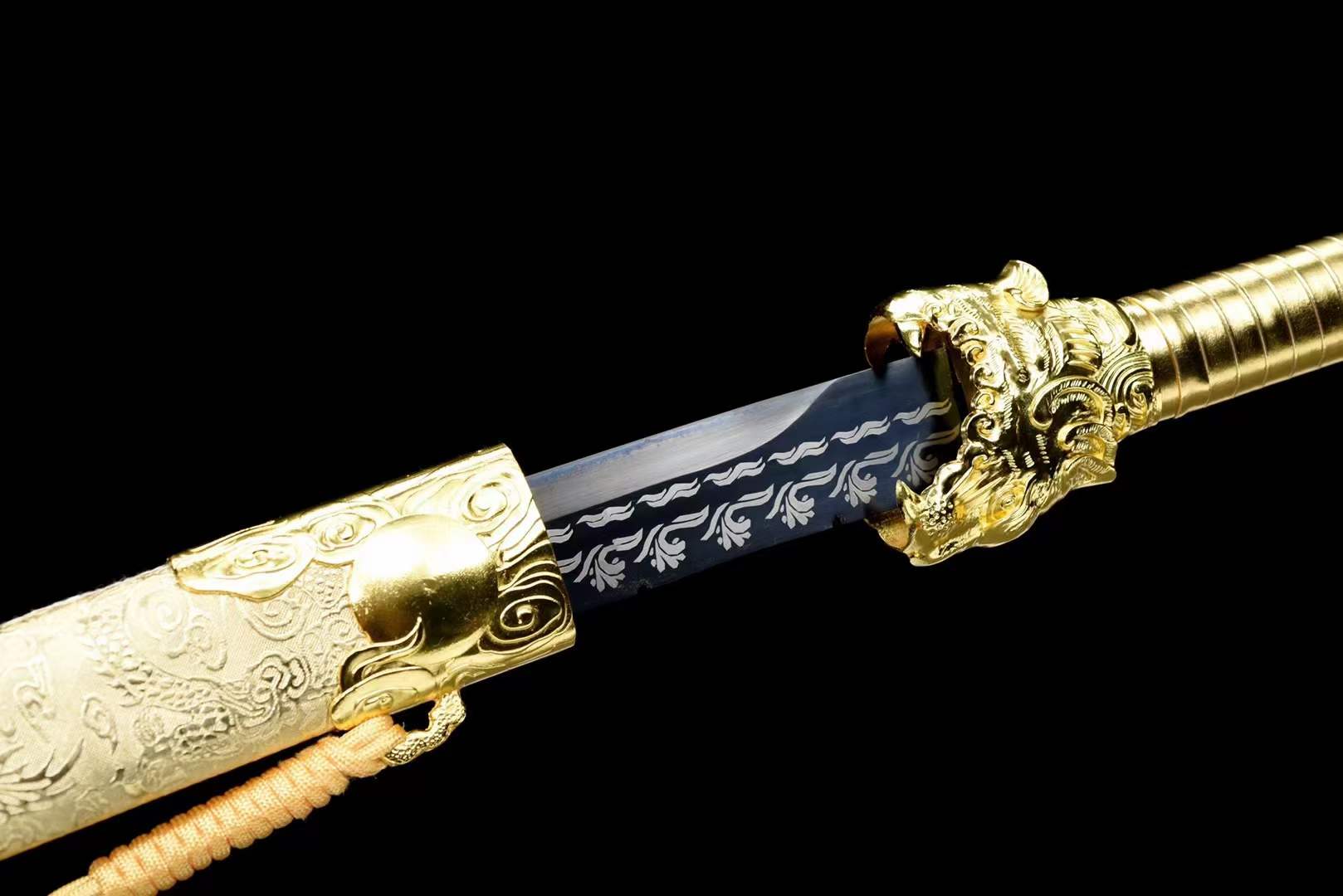 boxkatana Handmade Golden Tiger Chop Chinese Sword With Golden