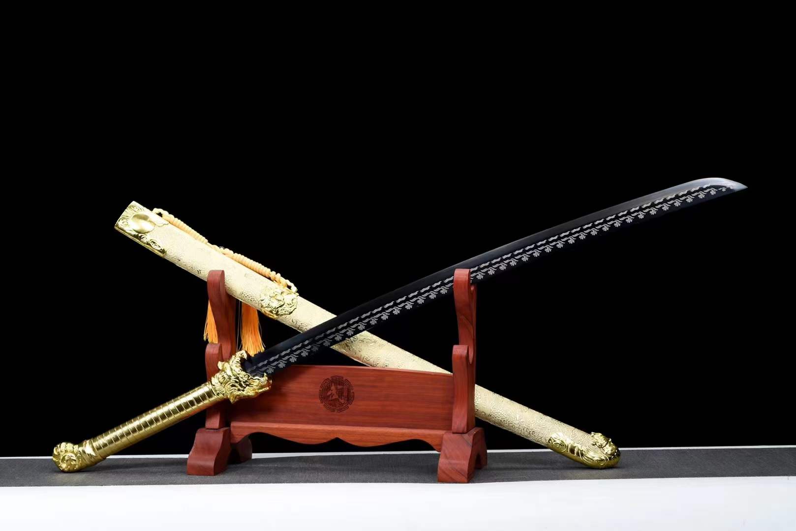 boxkatana Handmade Golden Tiger Chop Chinese Sword With Golden