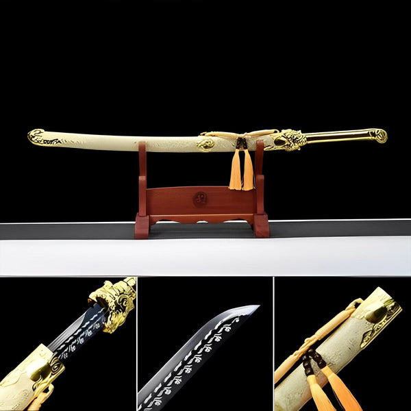 boxkatana Handmade Golden Tiger Chop Chinese Sword With Golden