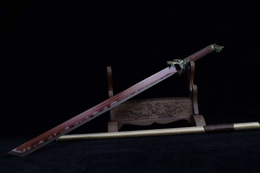 boxkatana Handmade High Carbon Steel Flowing Shadow  Chinese Sword With Red Blade