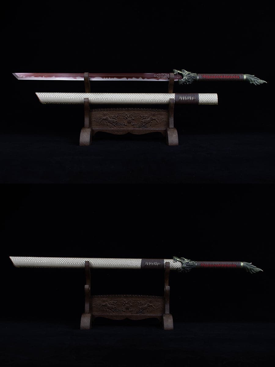 boxkatana Handmade High Carbon Steel Flowing Shadow  Chinese Sword With Red Blade