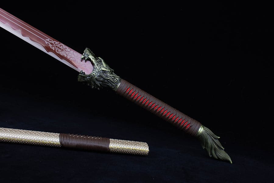 boxkatana Handmade High Carbon Steel Flowing Shadow  Chinese Sword With Red Blade