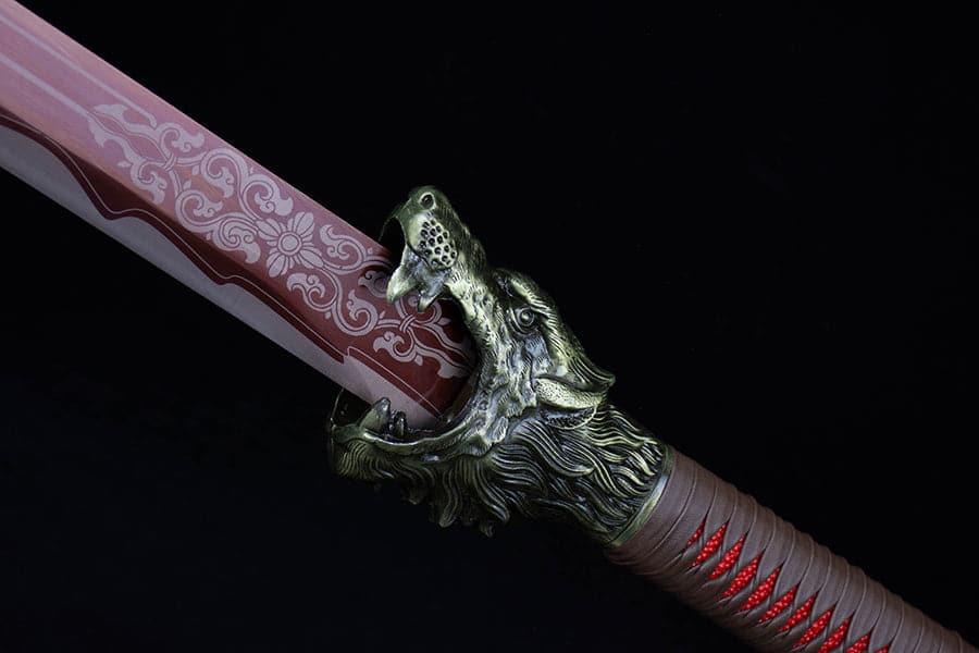 boxkatana Handmade High Carbon Steel Flowing Shadow  Chinese Sword With Red Blade