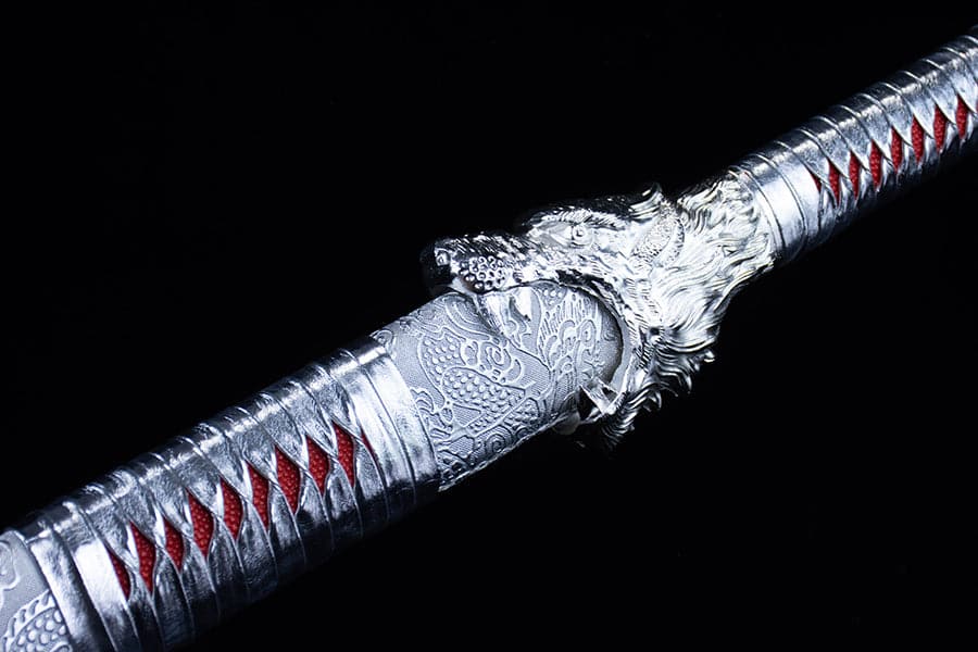 boxkatana Handmade High Carbon Steel Inferno Thunderwolf  Chinese Sword With Red Blade