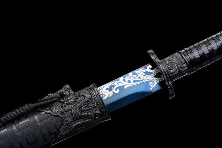 boxkatana Handmade 花無缺 High Manganese Steel Chinese Sword With Baked Blue Blade