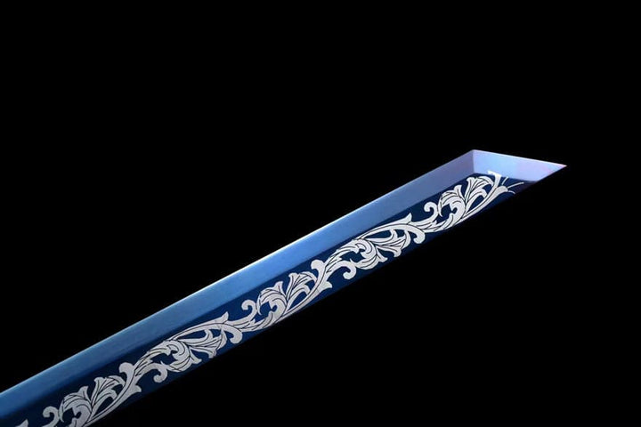 boxkatana Handmade 花無缺 High Manganese Steel Chinese Sword With Baked Blue Blade