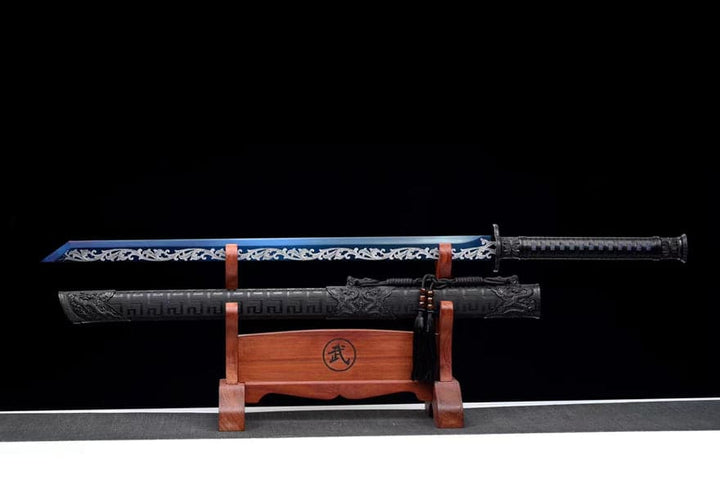 boxkatana Handmade 花無缺 High Manganese Steel Chinese Sword With Baked Blue Blade