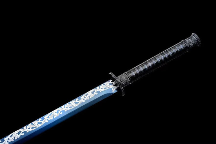 boxkatana Handmade 花無缺 High Manganese Steel Chinese Sword With Baked Blue Blade