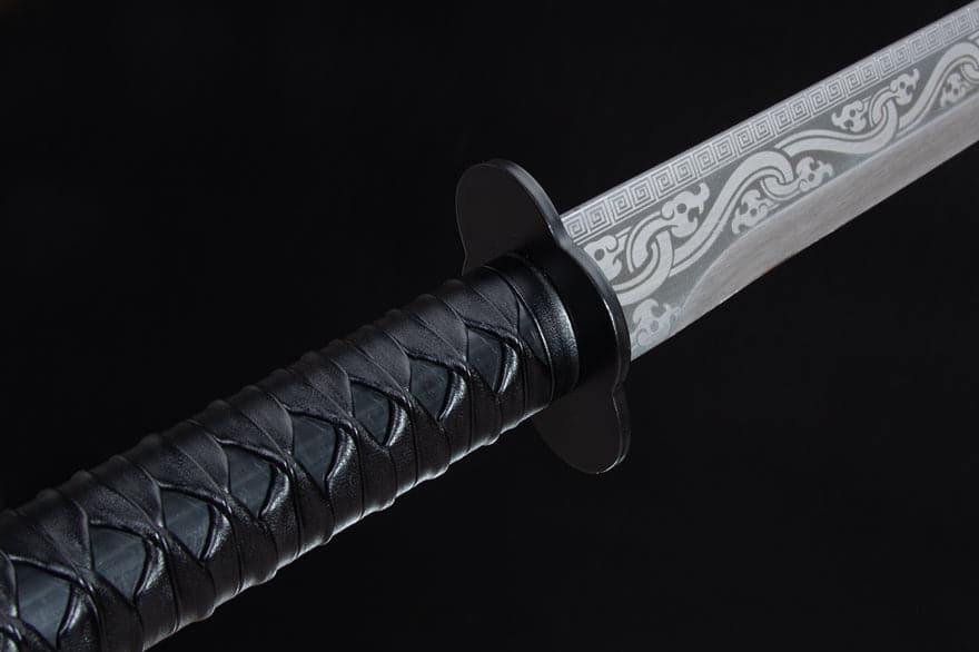 boxkatana Handmade High Manganese Steel Ink Dragon Chinese Sword With black Sheath
