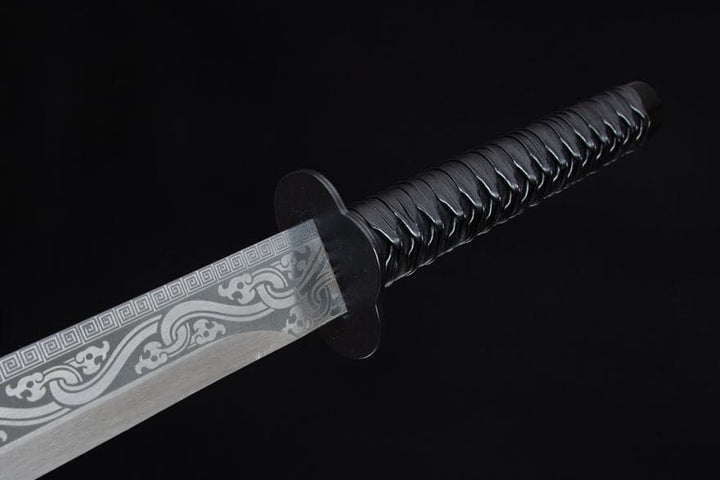 boxkatana Handmade High Manganese Steel Ink Dragon Chinese Sword With black Sheath