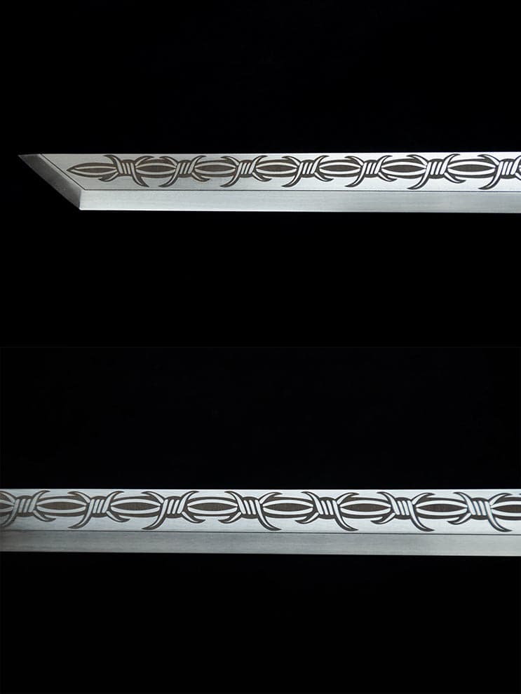 boxkatana Handmade High Manganese Steel Thorny Dire Wolf  Chinese Sword With Black Sheath