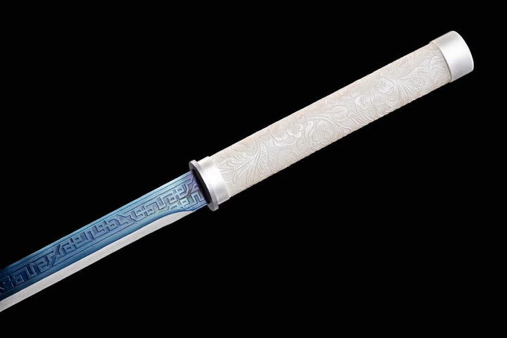 boxkatana Handmade High Manganese Steel Whitefish Chinese Sword With Baked Blue Blade