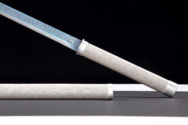 boxkatana Handmade High Manganese Steel Whitefish Chinese Sword With Baked Blue Blade