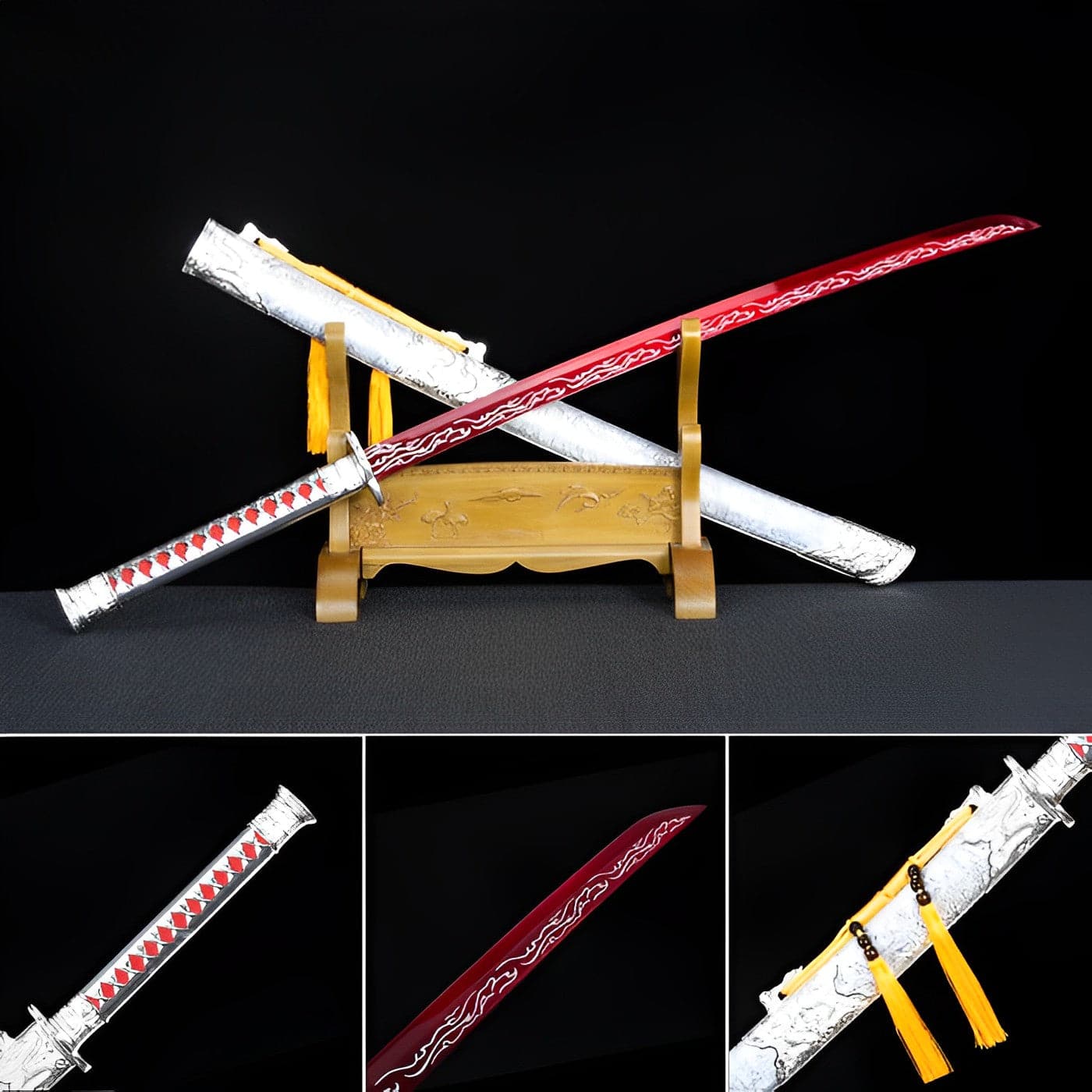 boxkatana Handmade High-performance  Manganese steel Chinese Sword With Red Blade