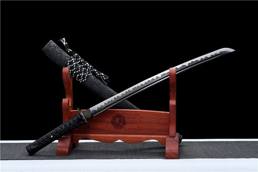 boxkatana Handmade Japanese Wakizashi Chi Dragon High Manganese Steel Black Blade