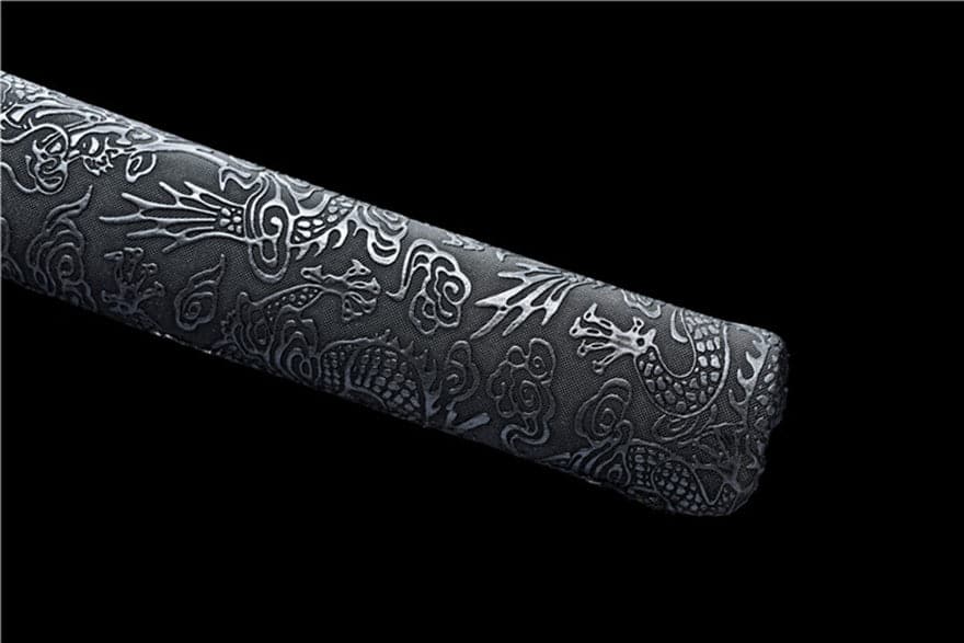 boxkatana Handmade Japanese Wakizashi Chi Dragon High Manganese Steel Black Blade