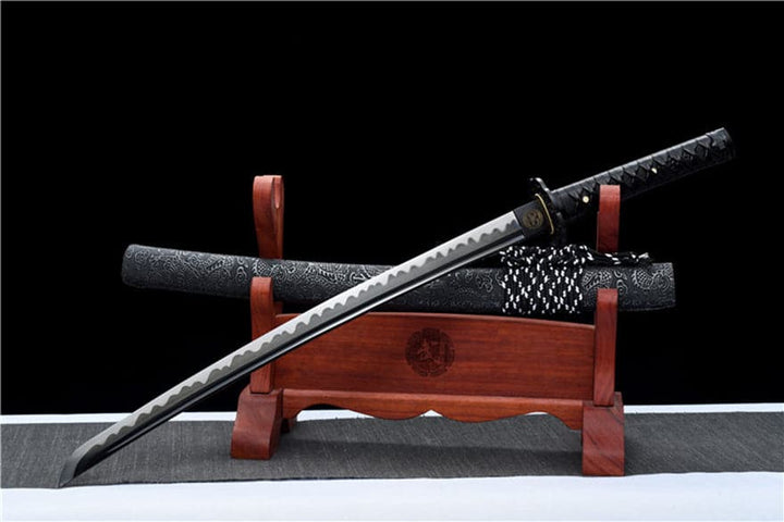 boxkatana Handmade Japanese Wakizashi Chi Dragon High Manganese Steel Black Blade