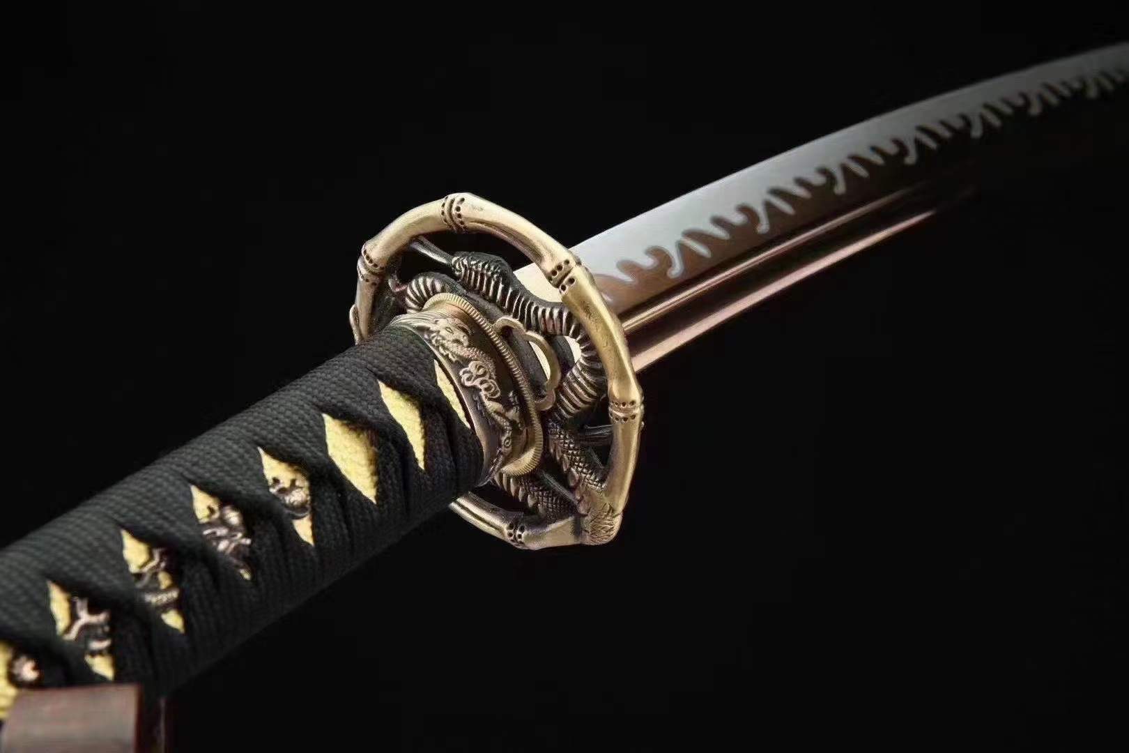 Handmade Japanese Wakizashi Viper Short Sword Baked Gold Blades – BoxKatana