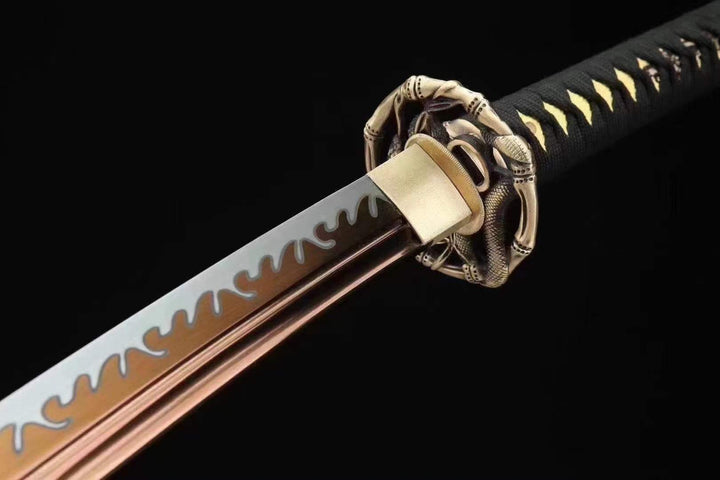 boxkatana Handmade Japanese Wakizashi Viper Short Sword Baked Gold Blades