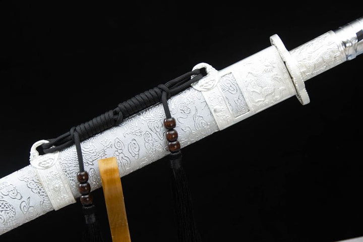 boxkatana Handmade Kirin High Manganese Steel Chinese Sword With White Scabbard