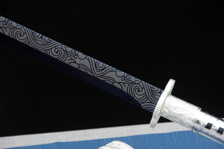 boxkatana Handmade Kirin High Manganese Steel Chinese Sword With White Scabbard