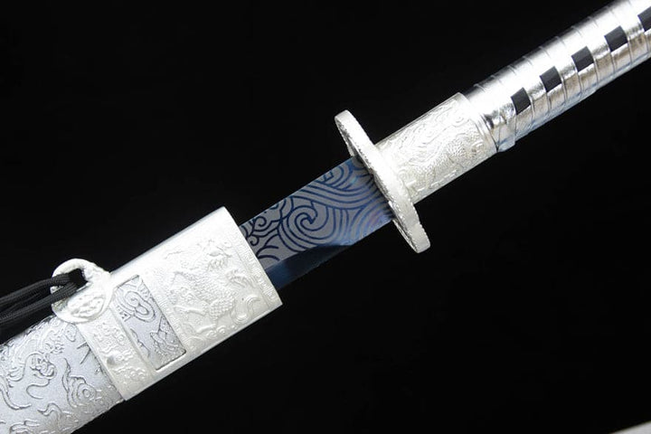 boxkatana Handmade Kirin High Manganese Steel Chinese Sword With White Scabbard