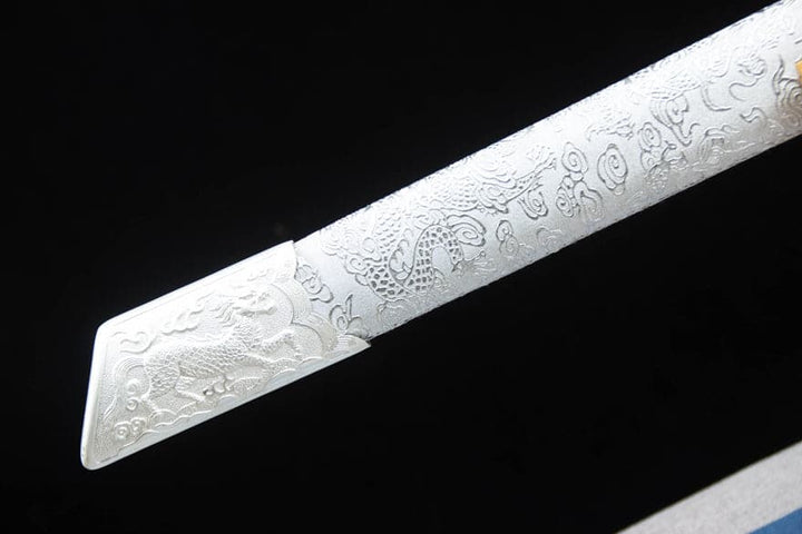 boxkatana Handmade Kirin High Manganese Steel Chinese Sword With White Scabbard