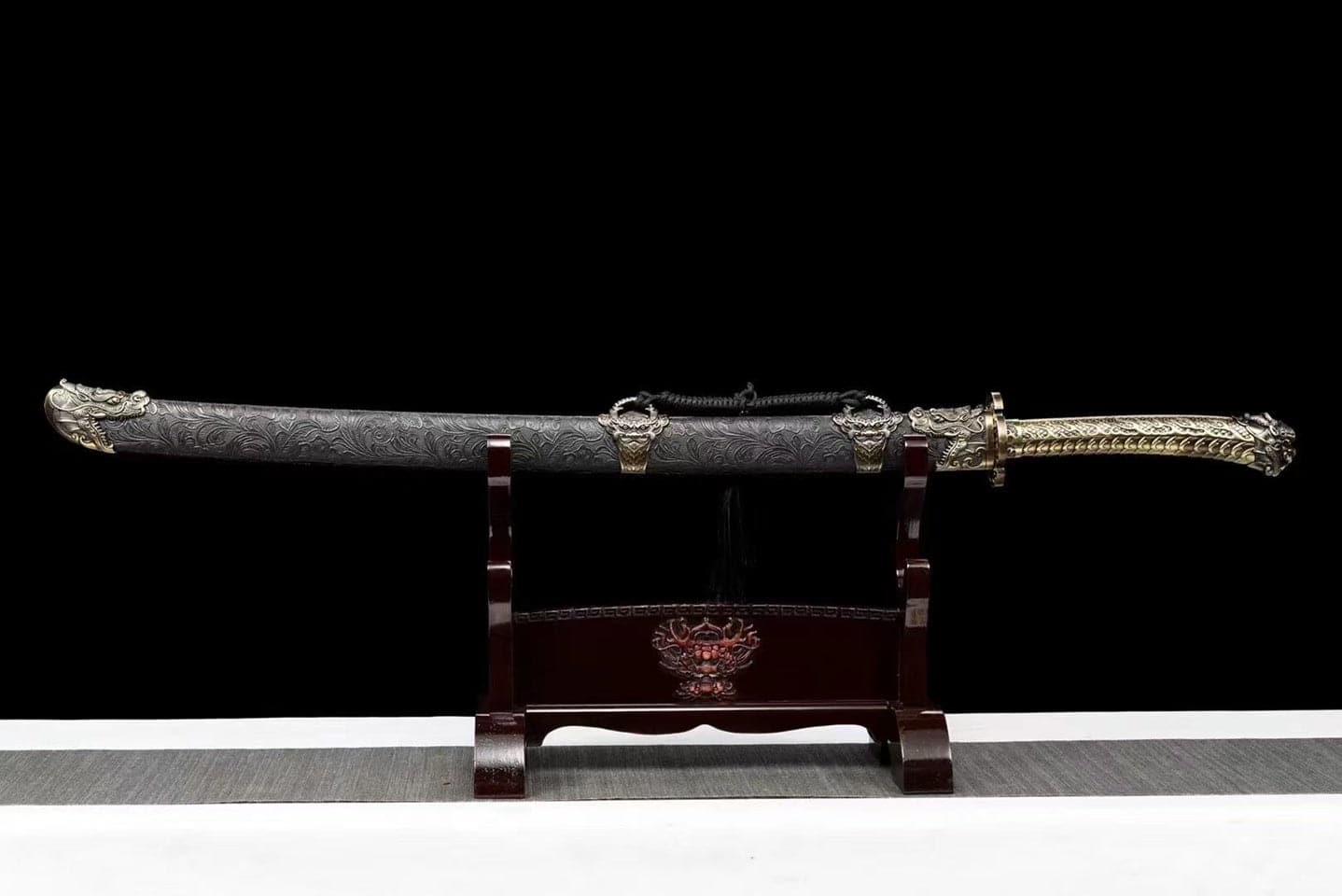 boxkatana Handmade One Body Yellow Dragon Baked gold blades