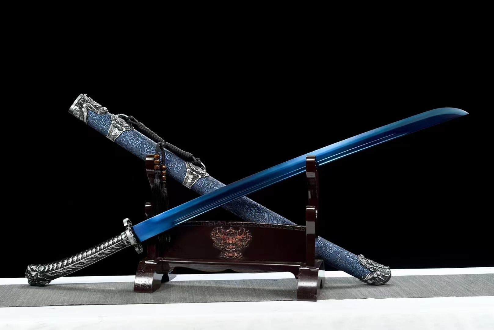 boxkatana Handmade One Body Yellow Dragon Baked gold blades