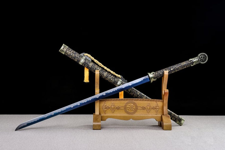 boxkatana Handmade Pharaoh 65 High Manganese Steel Chinese Sword With Baked Blue Blade