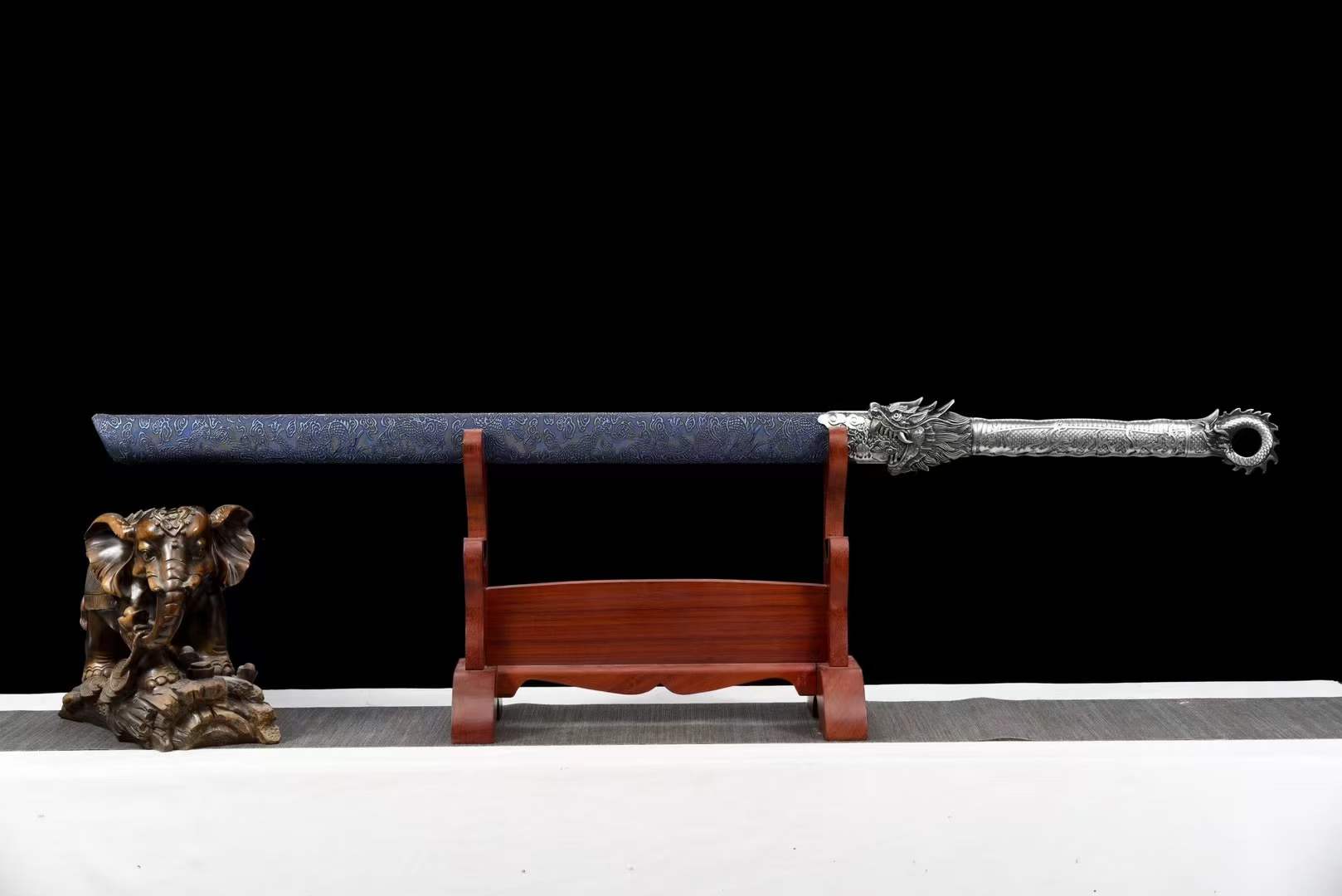 boxkatana Handmade Pride High Manganese Steel Chinese Sword With Blue Engraving Blade