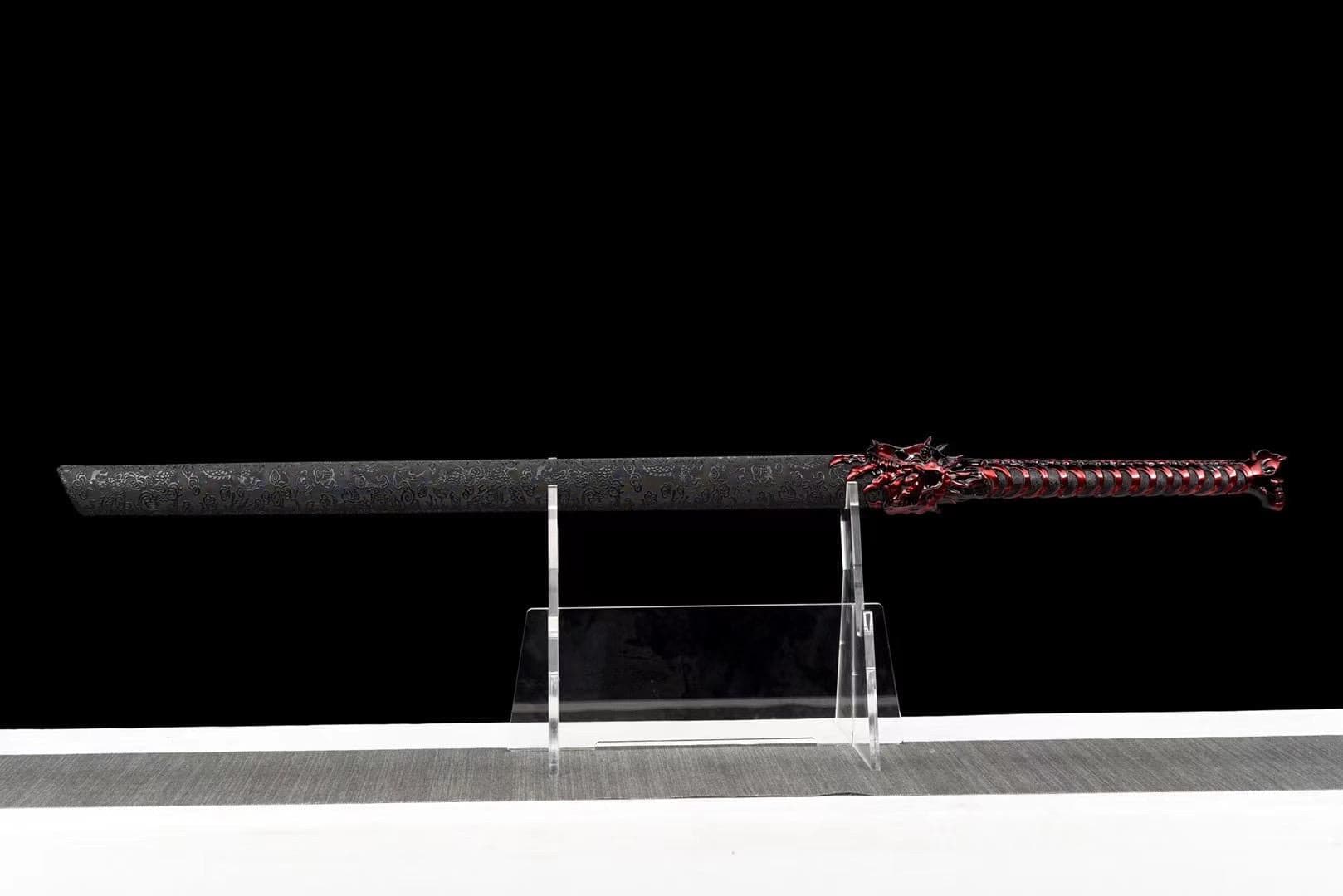 boxkatana Handmade Red Wolf Chinese Sword With Red Blade