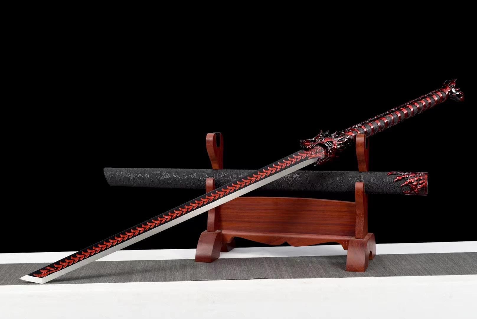 boxkatana Handmade Red Wolf Chinese Sword With Red Blade