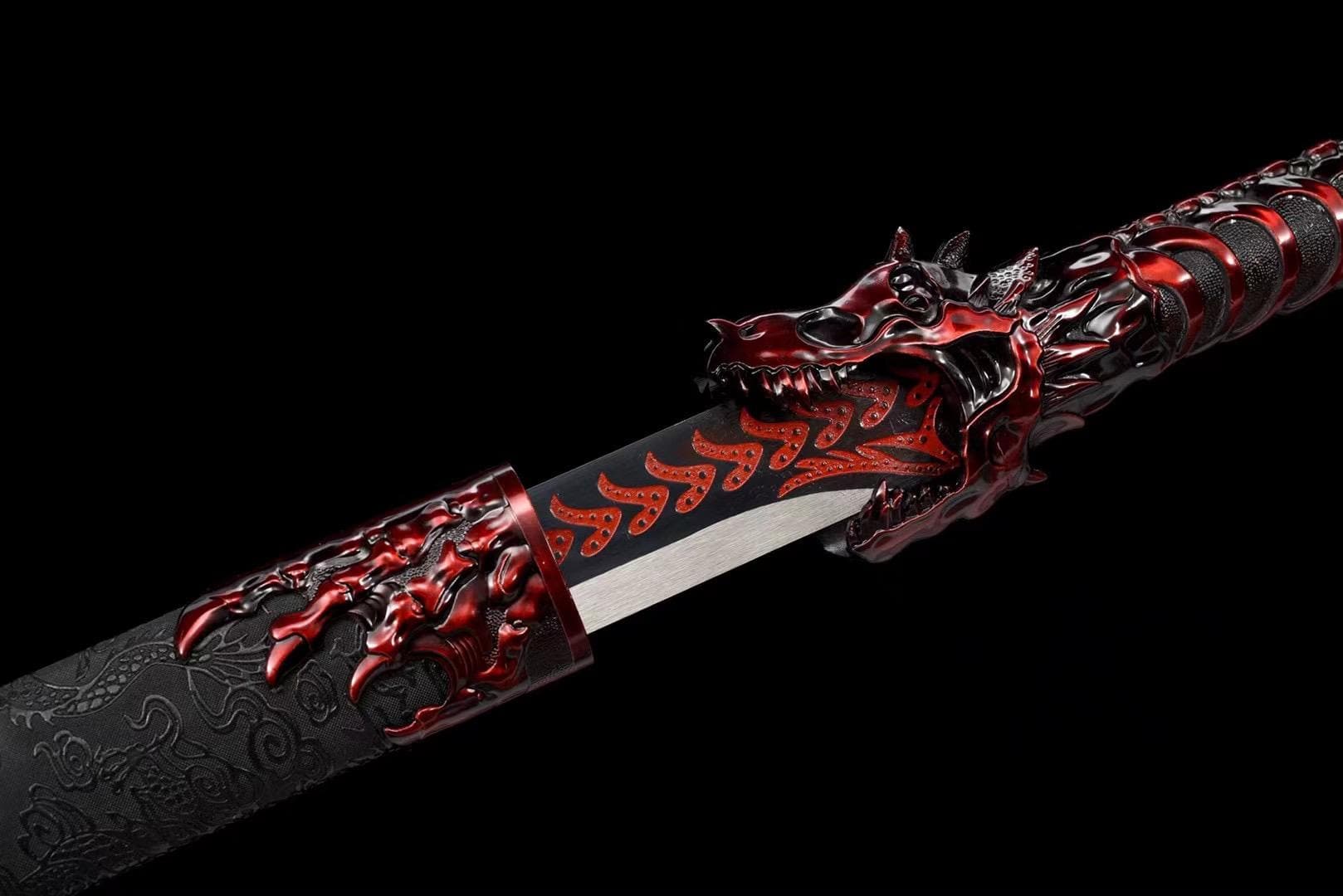 boxkatana Handmade Red Wolf Chinese Sword With Red Blade