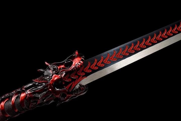 boxkatana Handmade Red Wolf Chinese Sword With Red Blade
