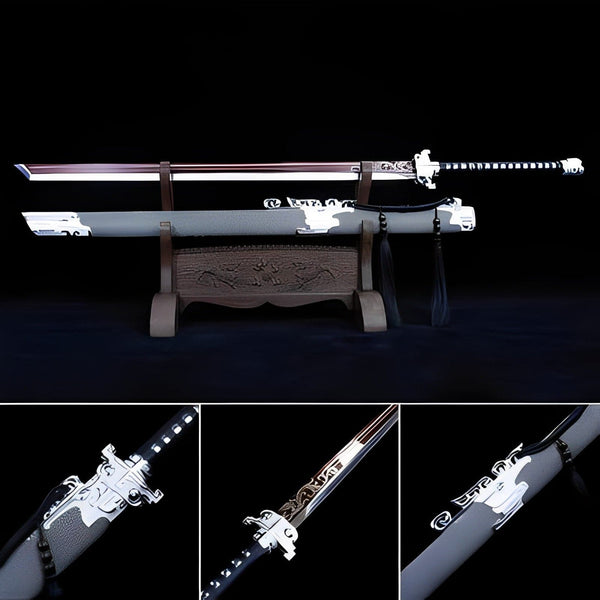 boxkatana Handmade Seal the Dragon High Carbon Steel Chinese Sword With Red Blade
