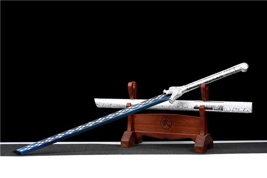 boxkatana Handmade Silver Dragon High Manganese Steel Chinese Sword With Blue Blade