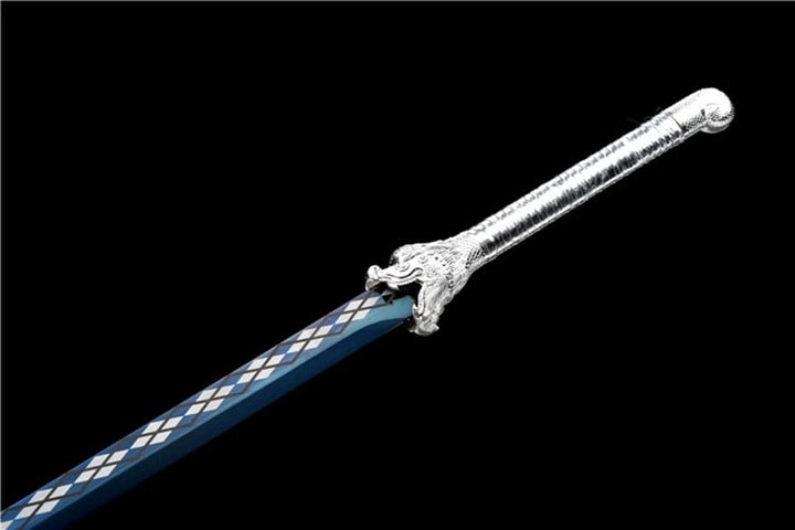 boxkatana Handmade Silver Dragon High Manganese Steel Chinese Sword With Blue Blade