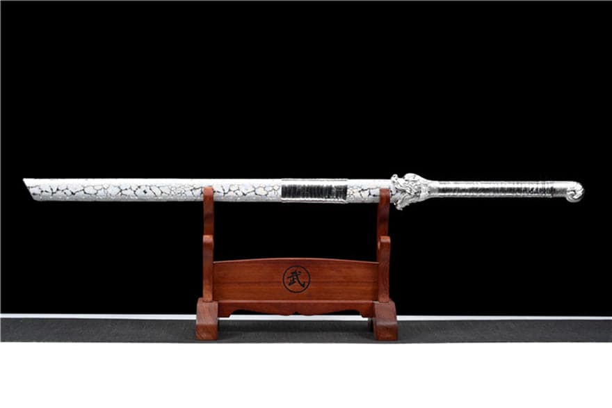boxkatana Handmade Silver Dragon High Manganese Steel Chinese Sword With Blue Blade