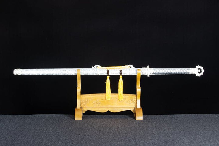 boxkatana Handmade Silver Scourge High Manganese Steel Chinese Sword With White scabbard