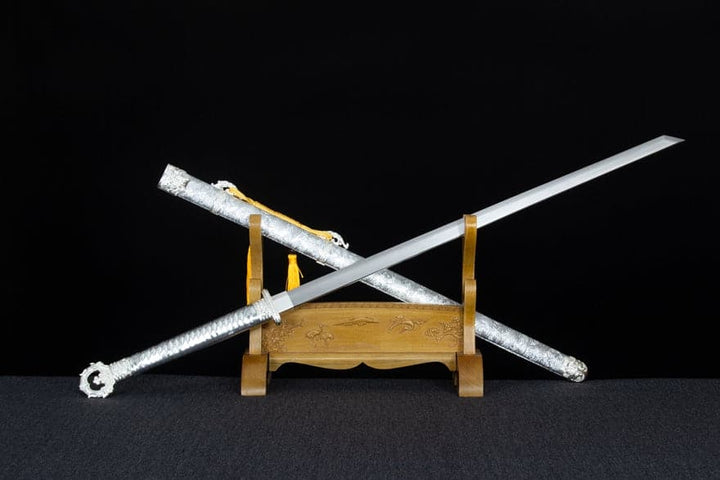 boxkatana Handmade Silver Scourge High Manganese Steel Chinese Sword With White scabbard