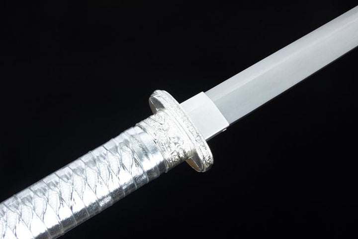 boxkatana Handmade Silver Scourge High Manganese Steel Chinese Sword With White scabbard