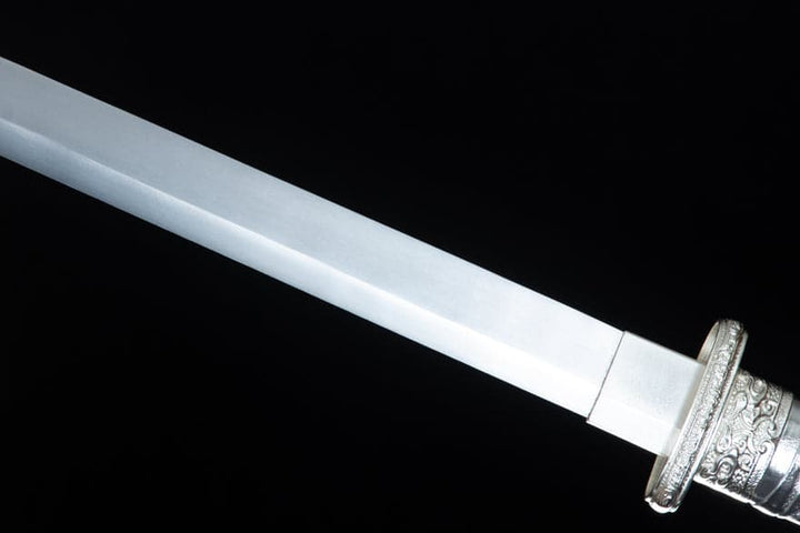 boxkatana Handmade Silver Scourge High Manganese Steel Chinese Sword With White scabbard