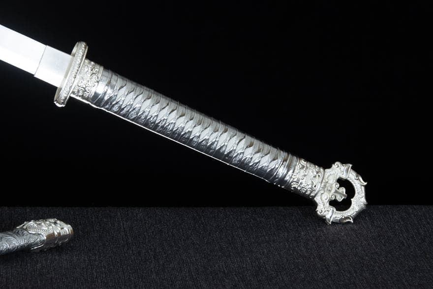 boxkatana Handmade Silver Scourge High Manganese Steel Chinese Sword With White scabbard